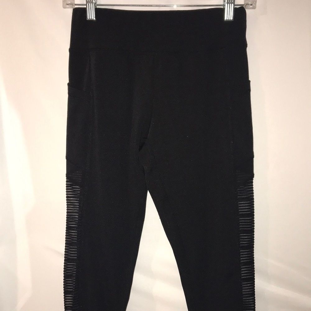 GM Fashion Women's Black Mesh Cutouts High Waist‎ Leggings Black Size Medium